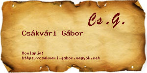 Csákvári Gábor névjegykártya